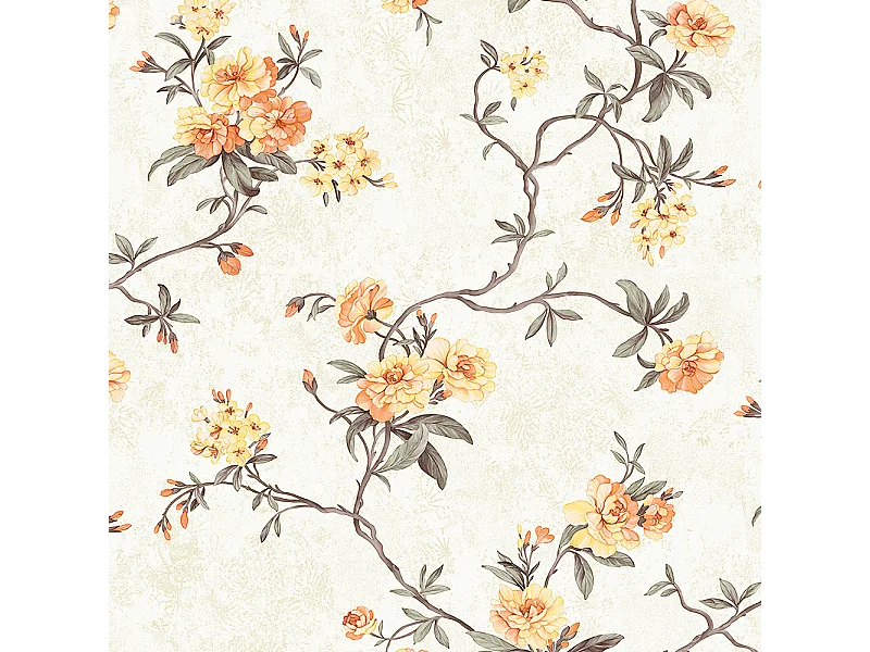 Papier peint texturé 3D Palace Garden, série Retro Vintage, 10 x 0,53 m, pour le salon, papier peint à fleurs beiges chaleureuses