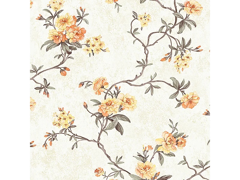 Papier peint texturé 3D Palace Garden, série Retro Vintage, 10 x 0,53 m, pour le salon, papier peint à fleurs beiges chaleureuses