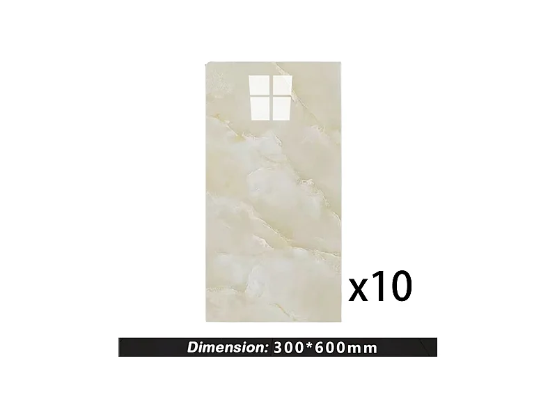 10 papiers peints autocollants 3D effet carrelage 30 cm x 60 cm Beige 1,8 m²