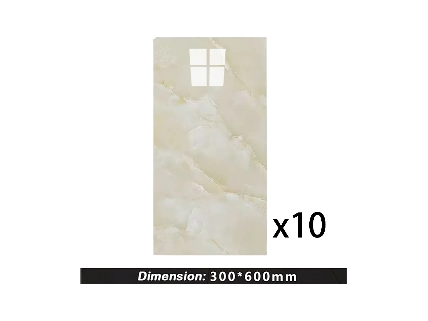 10 papiers peints autocollants 3D effet carrelage 30 cm x 60 cm Beige 1,8 m²