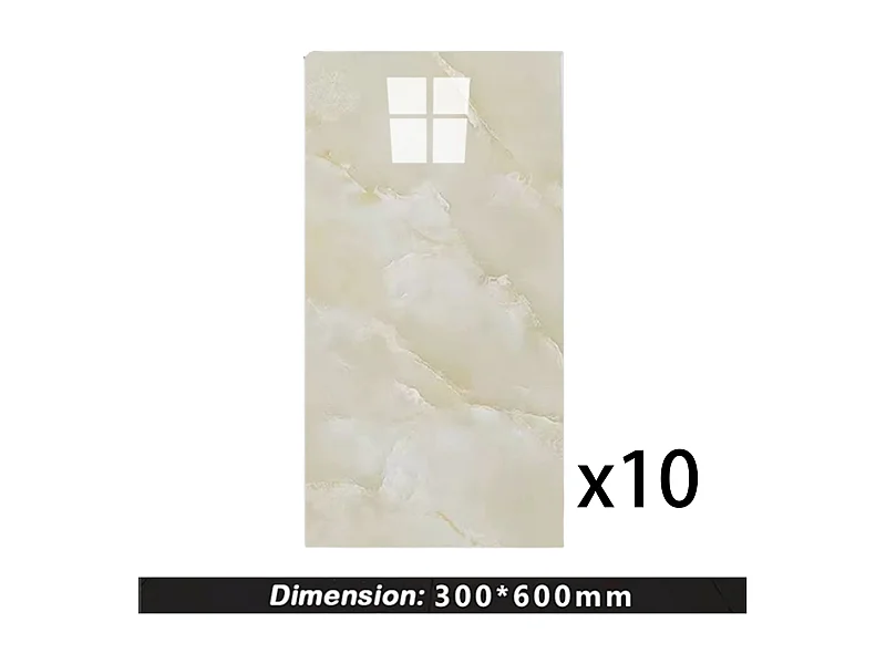 10 papiers peints autocollants 3D effet carrelage 30 cm x 60 cm Beige 1,8 m²