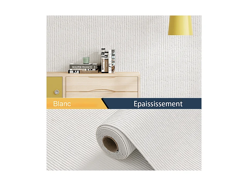 Papier peint 3D effet ciment blanc crème, autocollant, épais, rouleau de 60 cm x 2,8 m, style industriel, 1,68 m²