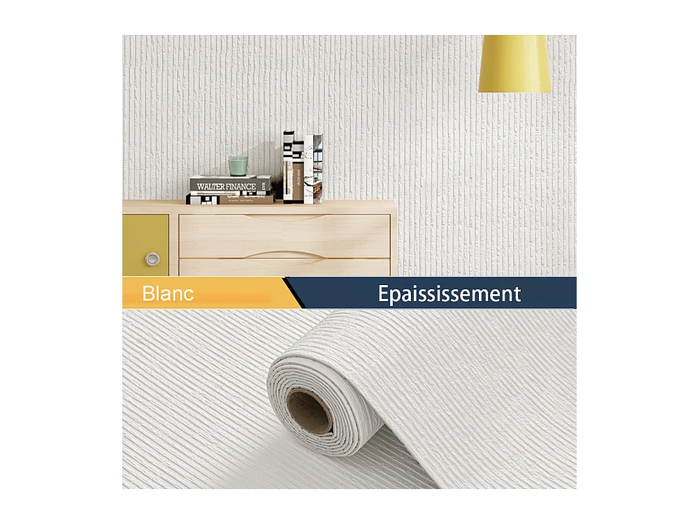 Papier peint 3D effet ciment blanc crème, autocollant, épais, rouleau de 60 cm x 2,8 m, style industriel, 1,68 m²