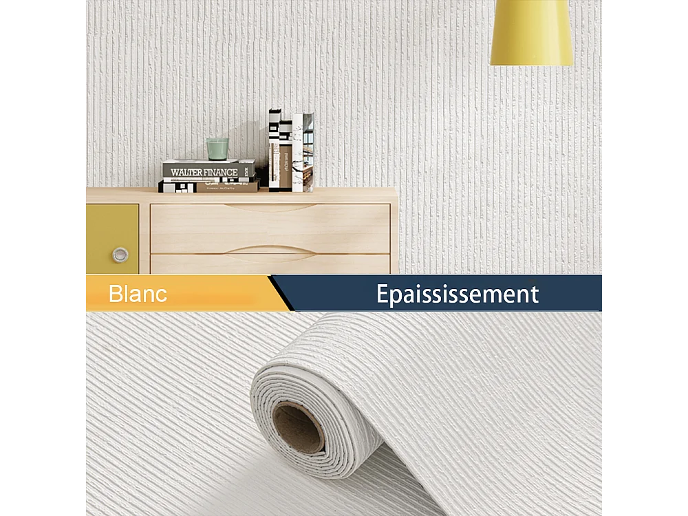 Papier peint 3D effet ciment blanc crème, autocollant, épais, rouleau de 60 cm x 2,8 m, style industriel, 1,68 m²