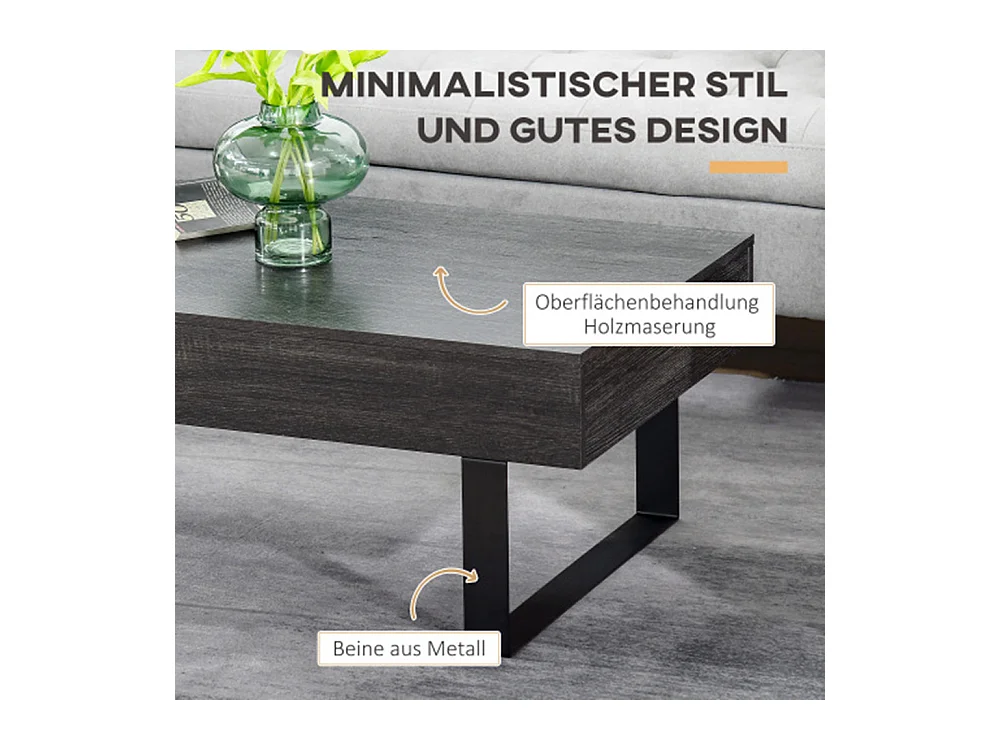 Couchtisch Beistelltisch mit Schublade & Regalen,Kaffeetisch einfacher Aufbau, Modernes Design für Wohnzimmer