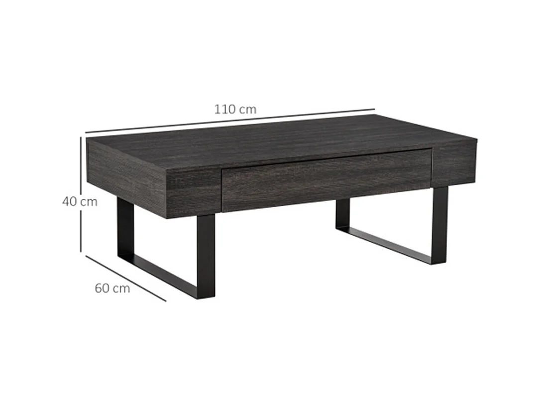 Couchtisch Beistelltisch mit Schublade & Regalen,Kaffeetisch einfacher Aufbau, Modernes Design für Wohnzimmer