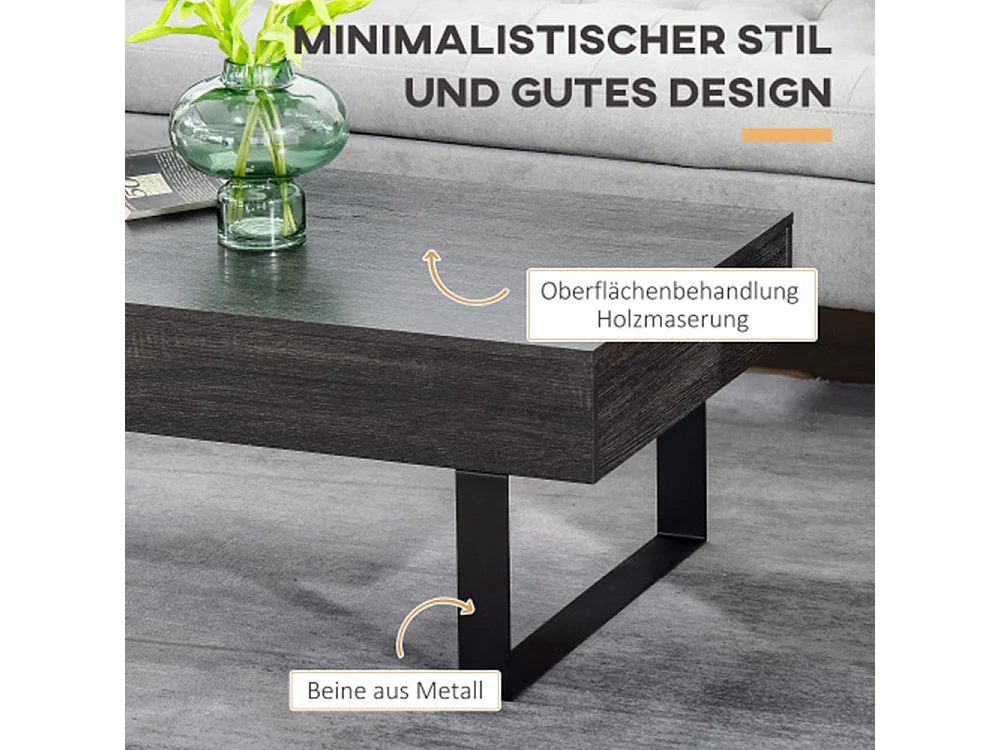 Couchtisch Beistelltisch mit Schublade & Regalen,Kaffeetisch einfacher Aufbau, Modernes Design für Wohnzimmer