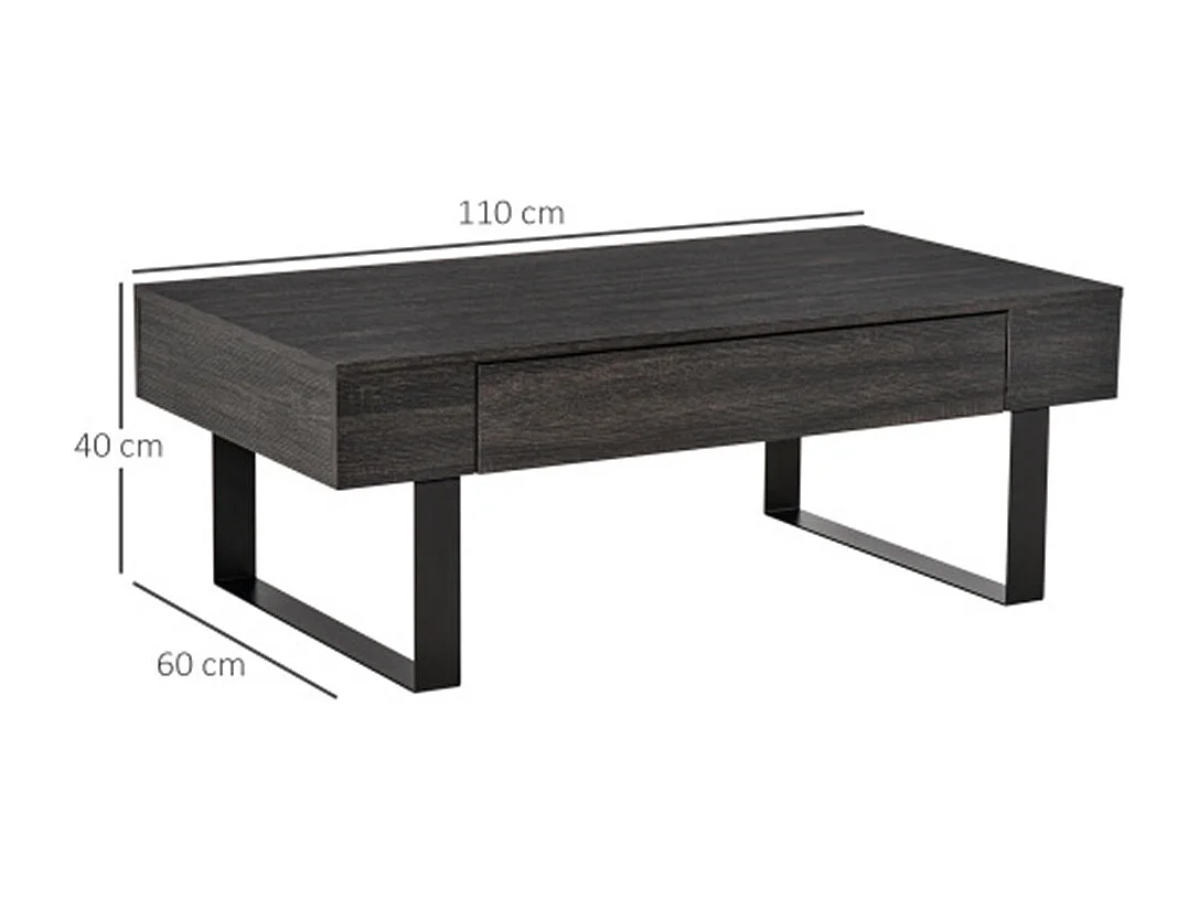 Couchtisch Beistelltisch mit Schublade & Regalen,Kaffeetisch einfacher Aufbau, Modernes Design für Wohnzimmer