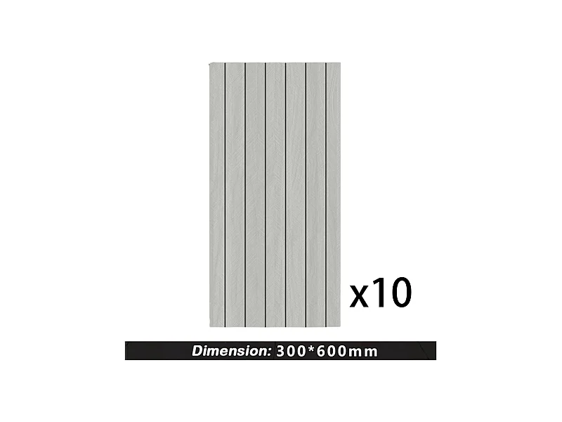 10 papiers peints autocollants 3D effet bois 30 cm x 60 cm, gris, 1,8 m²