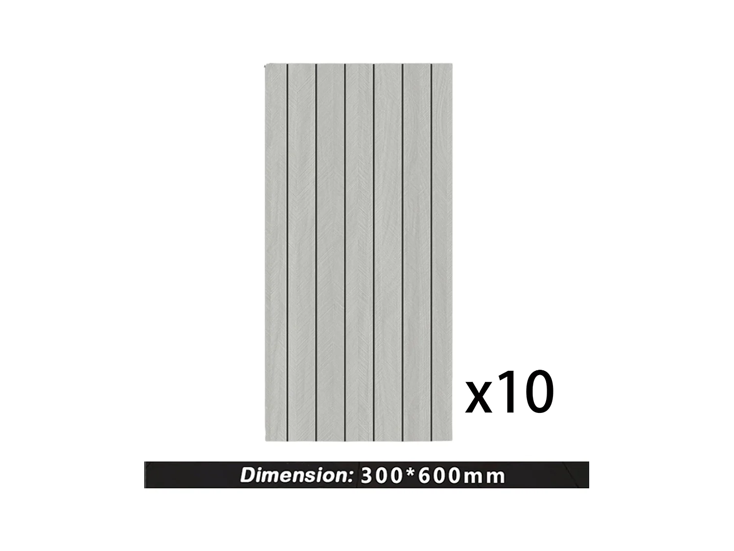 10 papiers peints autocollants 3D effet bois 30 cm x 60 cm, gris, 1,8 m²
