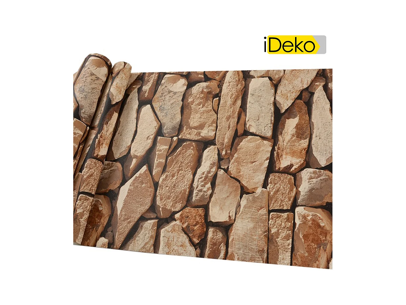 Papier peint trompe-l'œil, aspect brique antique, 10 mètres, 0,53 mètre, pierre Art déco