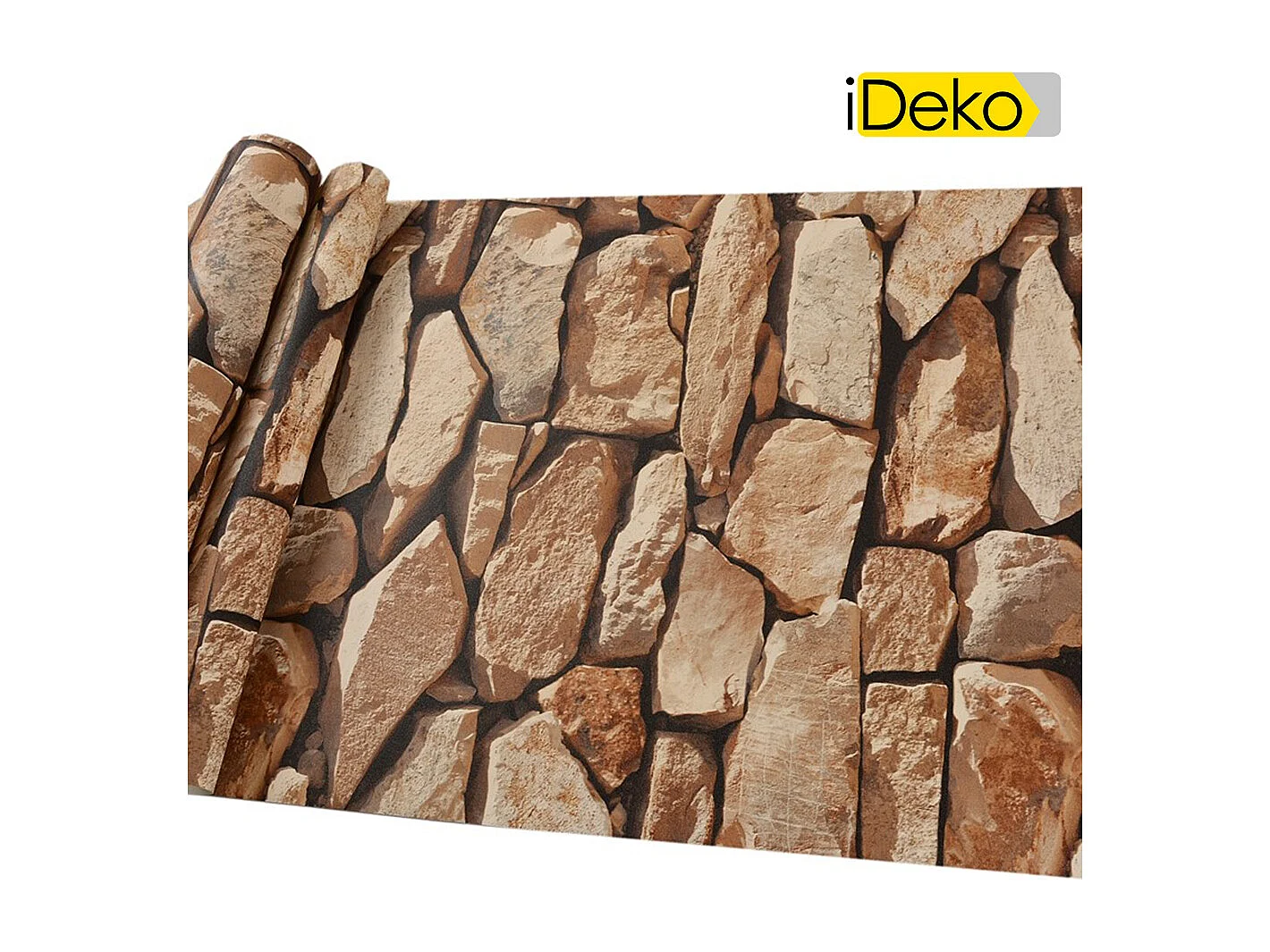 Papier peint trompe-l'œil, aspect brique antique, 10 mètres, 0,53 mètre, pierre Art déco