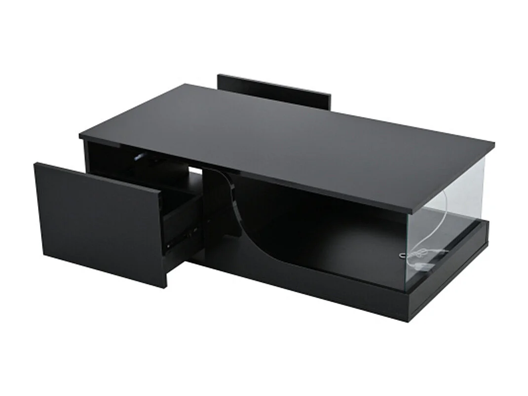 Couchtisch,Sofatisch mit 2 Schubladen, Hochglanz Wohnzimmer Beistelltisch, MDF Wohnzimmertisch, kaffeetisch mit LED,100*50*30cm