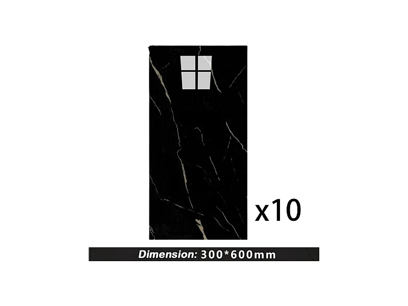 10 papiers peints autocollants 3D effet carrelage 30 cm x 60 cm, noir, 1,8 m²