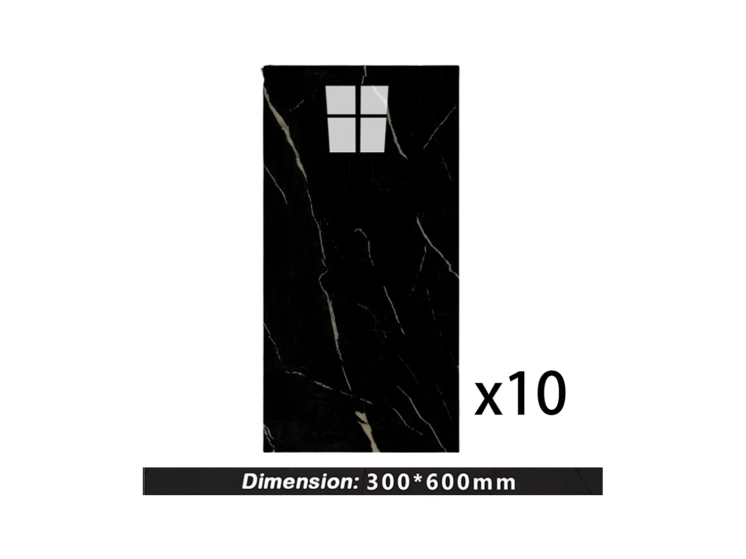 10 papiers peints autocollants 3D effet carrelage 30 cm x 60 cm, noir, 1,8 m²