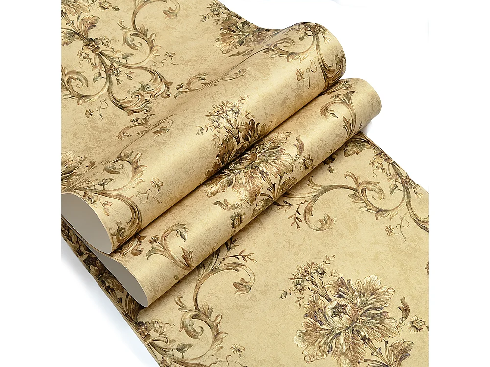 Papier peint texturé 3D, collection Palace Garden, rétro vintage, 10 x 0,53 m, pour salon, motif floral marron