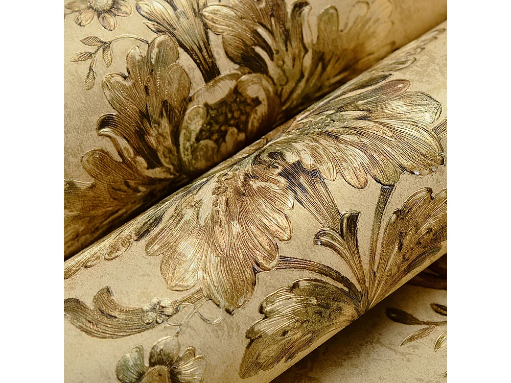 Papier peint texturé 3D, collection Palace Garden, rétro vintage, 10 x 0,53 m, pour salon, motif floral marron