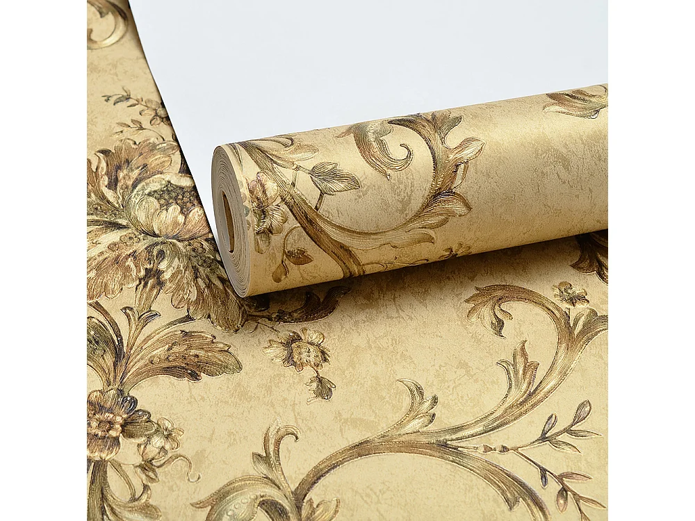 Papier peint texturé 3D, collection Palace Garden, rétro vintage, 10 x 0,53 m, pour salon, motif floral marron