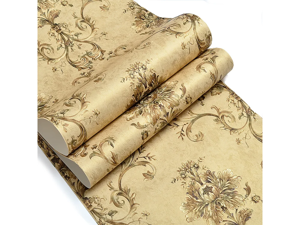 Papier peint texturé 3D, collection Palace Garden, rétro vintage, 10 x 0,53 m, pour salon, motif floral marron