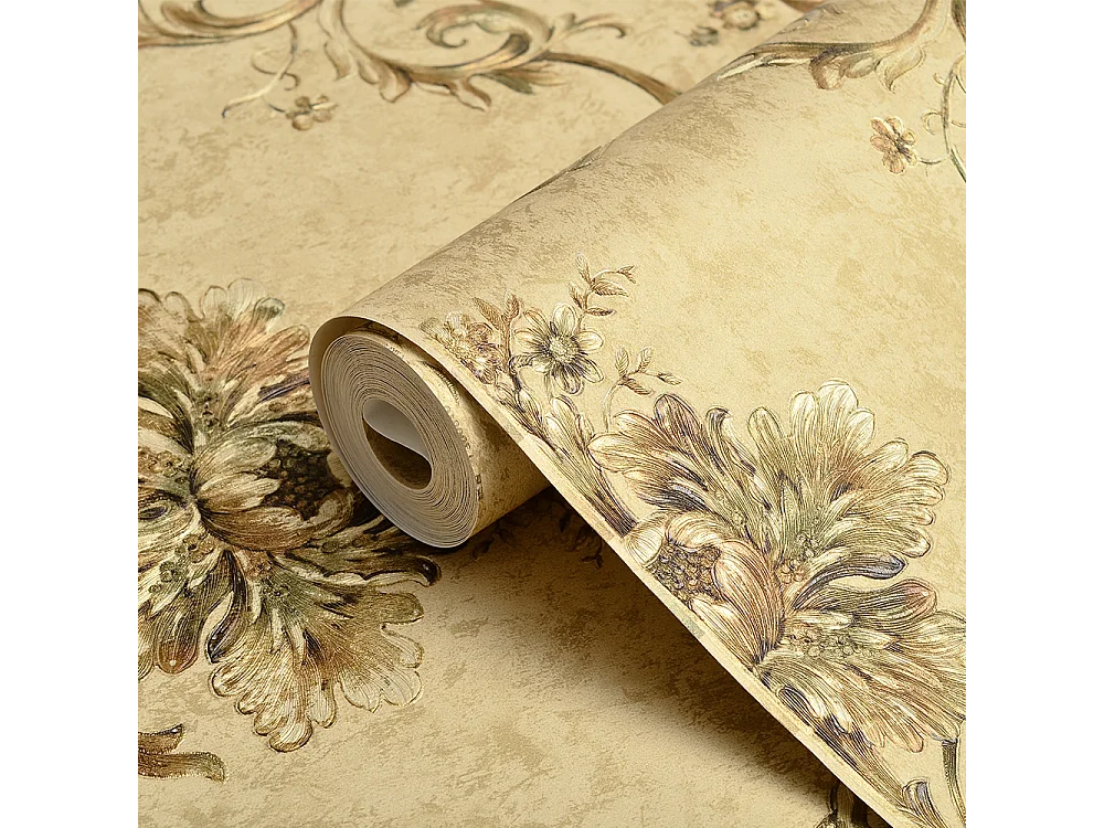 Papier peint texturé 3D, collection Palace Garden, rétro vintage, 10 x 0,53 m, pour salon, motif floral marron