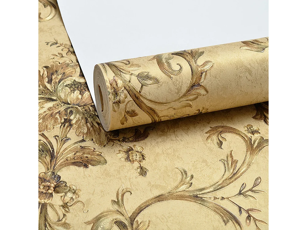 Papier peint texturé 3D, collection Palace Garden, rétro vintage, 10 x 0,53 m, pour salon, motif floral marron