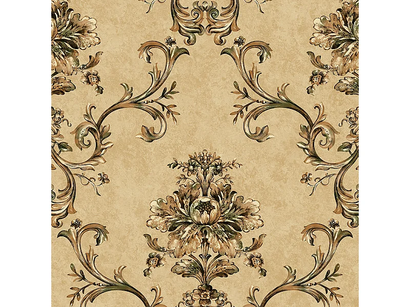 Papier peint texturé 3D, collection Palace Garden, rétro vintage, 10 x 0,53 m, pour salon, motif floral marron