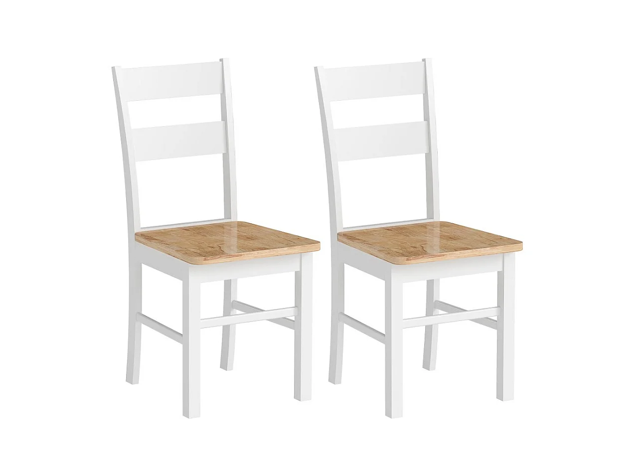 2er-Set Stühle, Küchenstühle,Esszimmerstuhl gebogene Sprossenlehne,Weiß