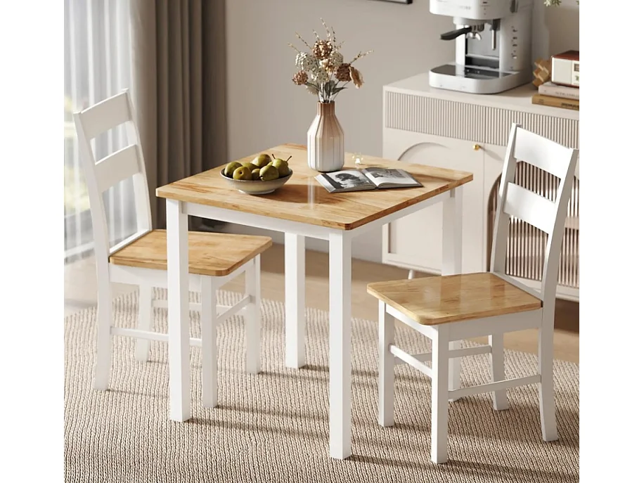 2er-Set Stühle, Küchenstühle,Esszimmerstuhl gebogene Sprossenlehne,Weiß