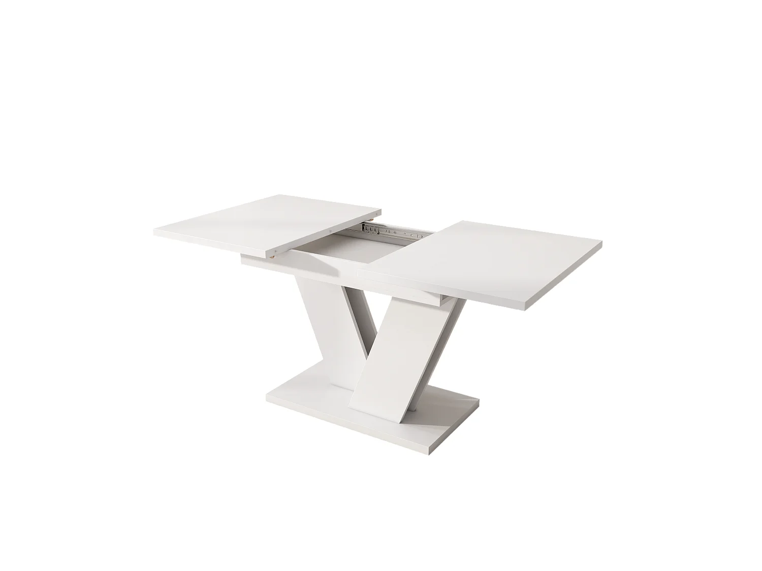 Ausziehbarer Esstisch mit verdickte Tischplatte für 4-8 Personen, rechteckiger Esstisch Ausziehtisch mit V-förmige Beine 120/160*80 cm, Weiß