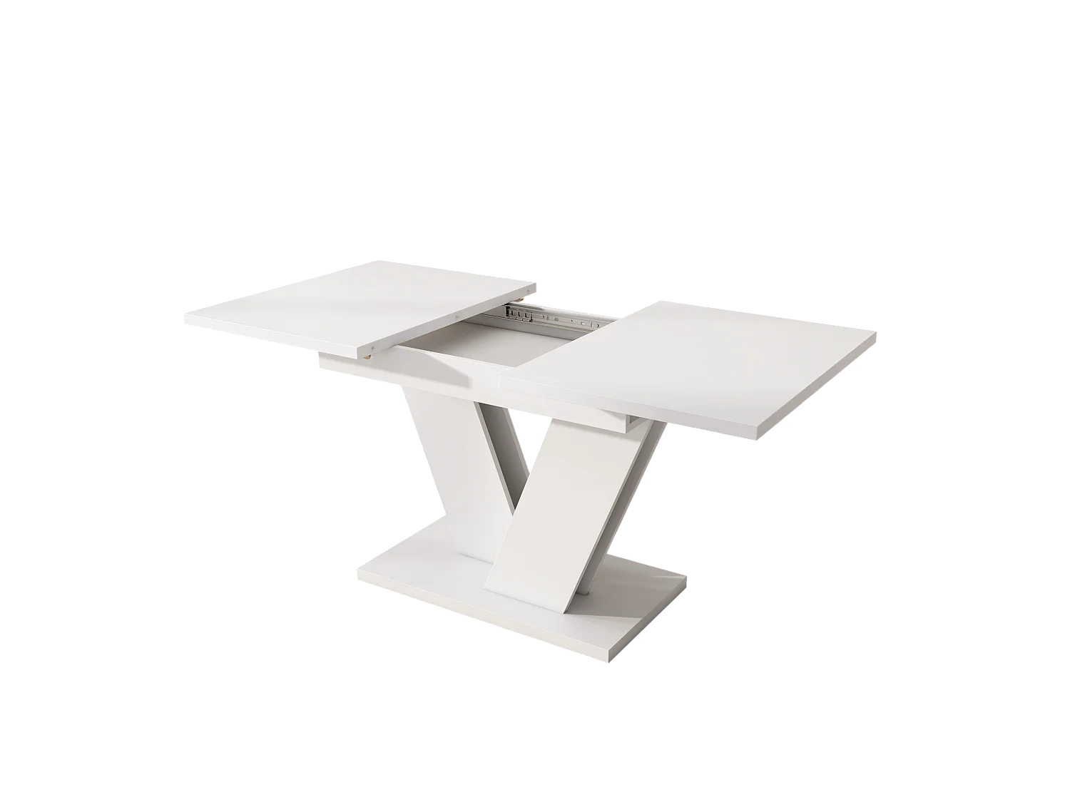 Ausziehbarer Esstisch mit verdickte Tischplatte für 4-8 Personen, rechteckiger Esstisch Ausziehtisch mit V-förmige Beine 120/160*80 cm, Weiß