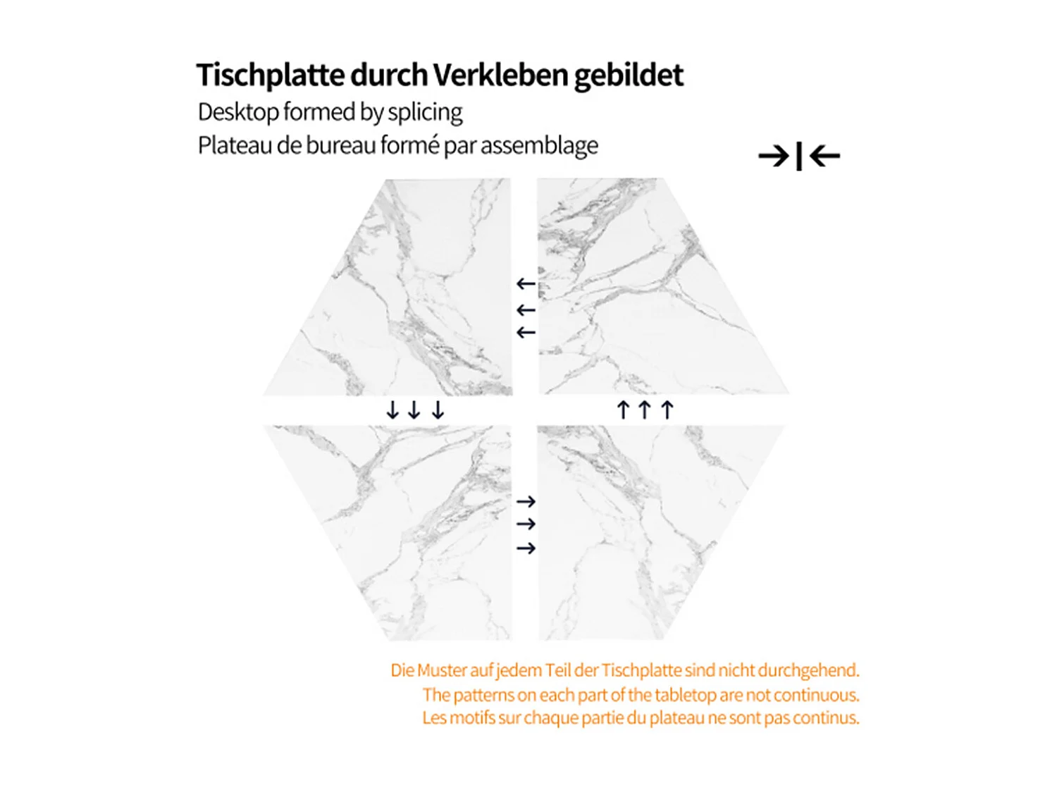 Esstisch,Sechseckiger Küchentisch,Bartisch, Frühstückstisch Metallbeine Marmormuster Gold