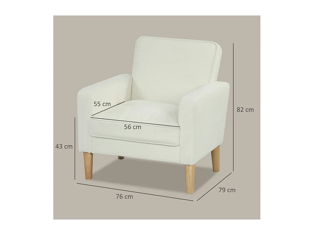 Polstersessel mit Armlehnen, neigbare Rückenlehne, Einzelsessel,76B x 79T x 82H cm