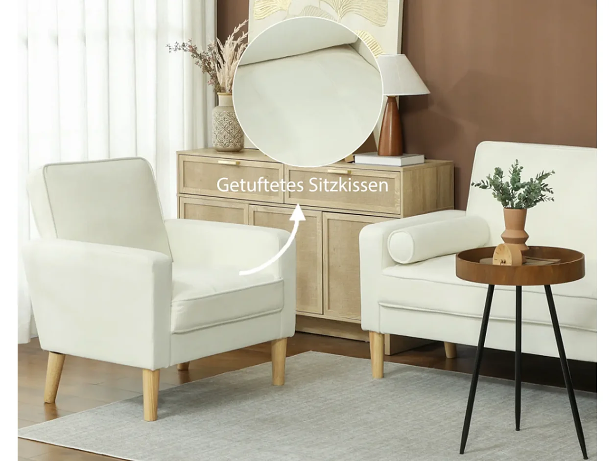 Polstersessel mit Armlehnen, neigbare Rückenlehne, Einzelsessel,76B x 79T x 82H cm