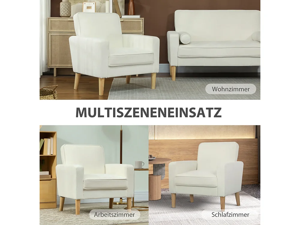 Polstersessel mit Armlehnen, neigbare Rückenlehne, Einzelsessel,76B x 79T x 82H cm