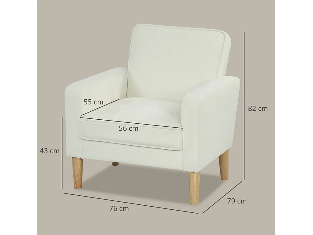 Polstersessel mit Armlehnen, neigbare Rückenlehne, Einzelsessel,76B x 79T x 82H cm