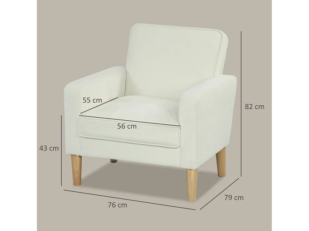 Polstersessel mit Armlehnen, neigbare Rückenlehne, Einzelsessel,76B x 79T x 82H cm