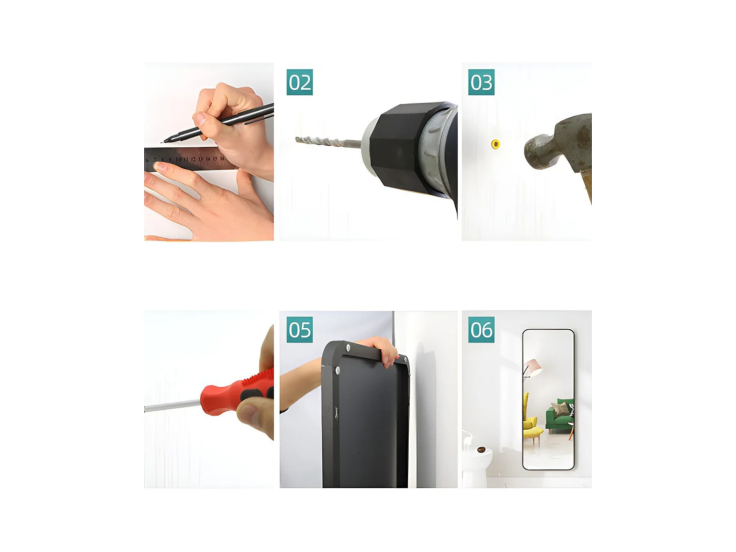 Ganzkörperspiegel 45x155 cm,mit abgerundeten Kanten,bruchsicherem Floatglas,stabilem Metall-Standfuß,Kunststoffrahmen,freistehend oder wandmontierbar