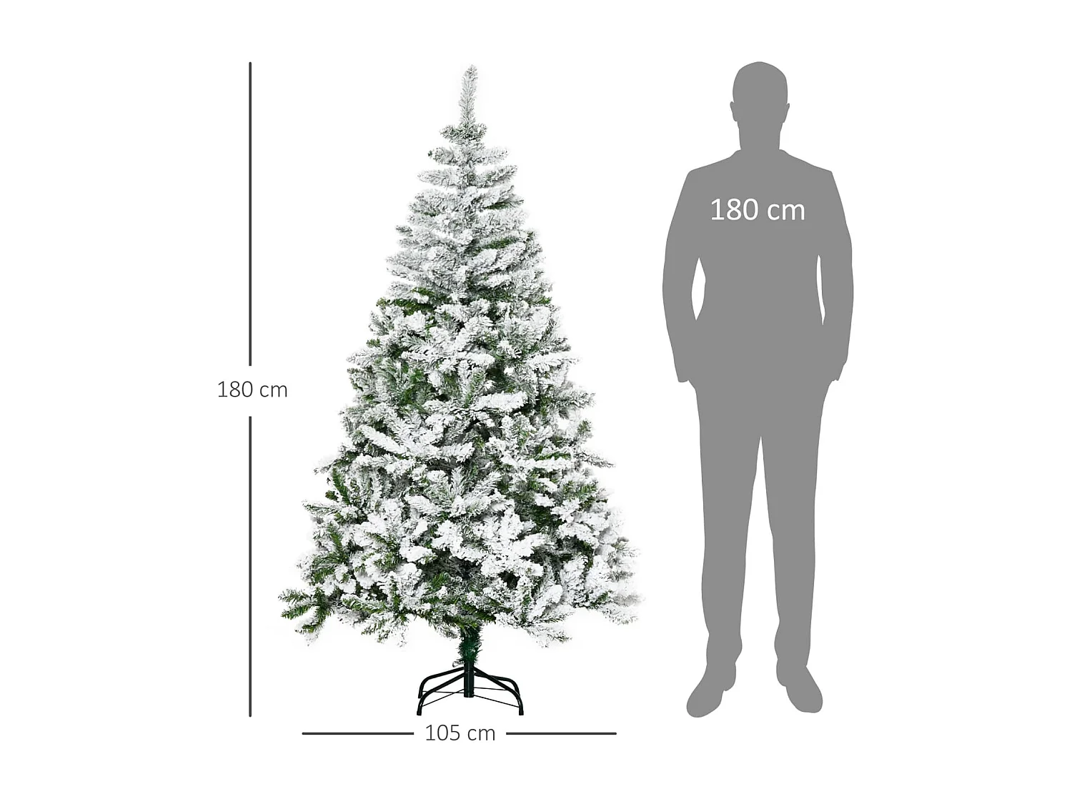 Künstlicher Weihnachtsbaum, Schnee-Effekt, flammenhemmend, Scharnierkonstruktion, Grün/Weiß