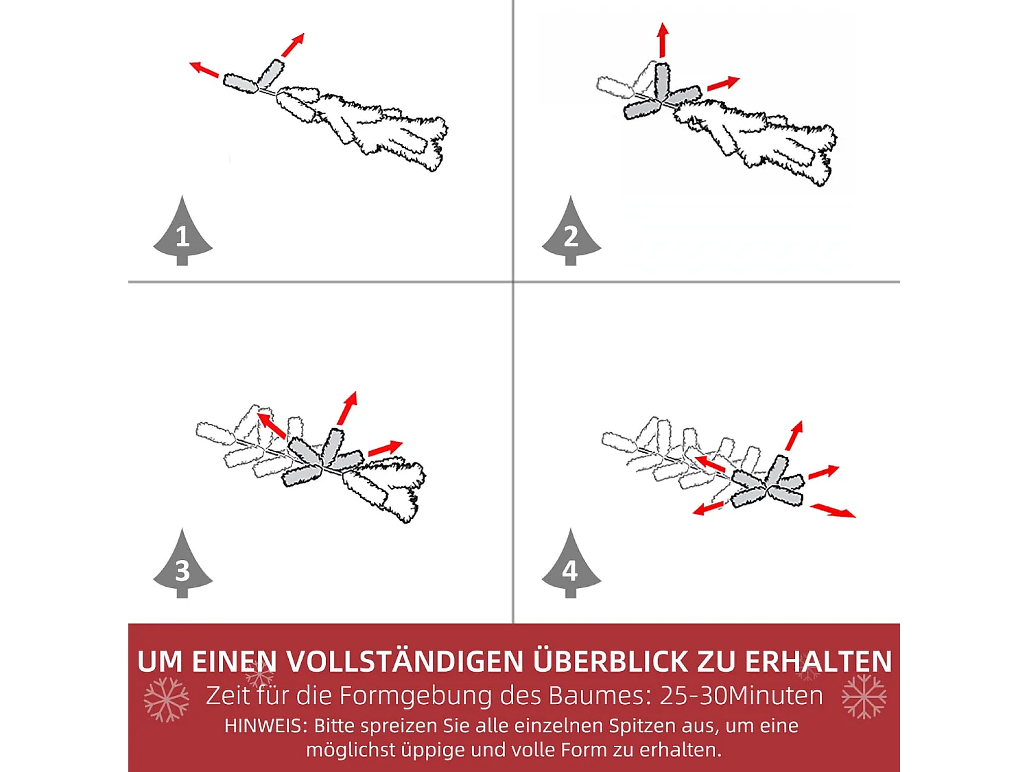 Künstlicher Weihnachtsbaum, Schnee-Effekt, flammenhemmend, Scharnierkonstruktion, Grün/Weiß