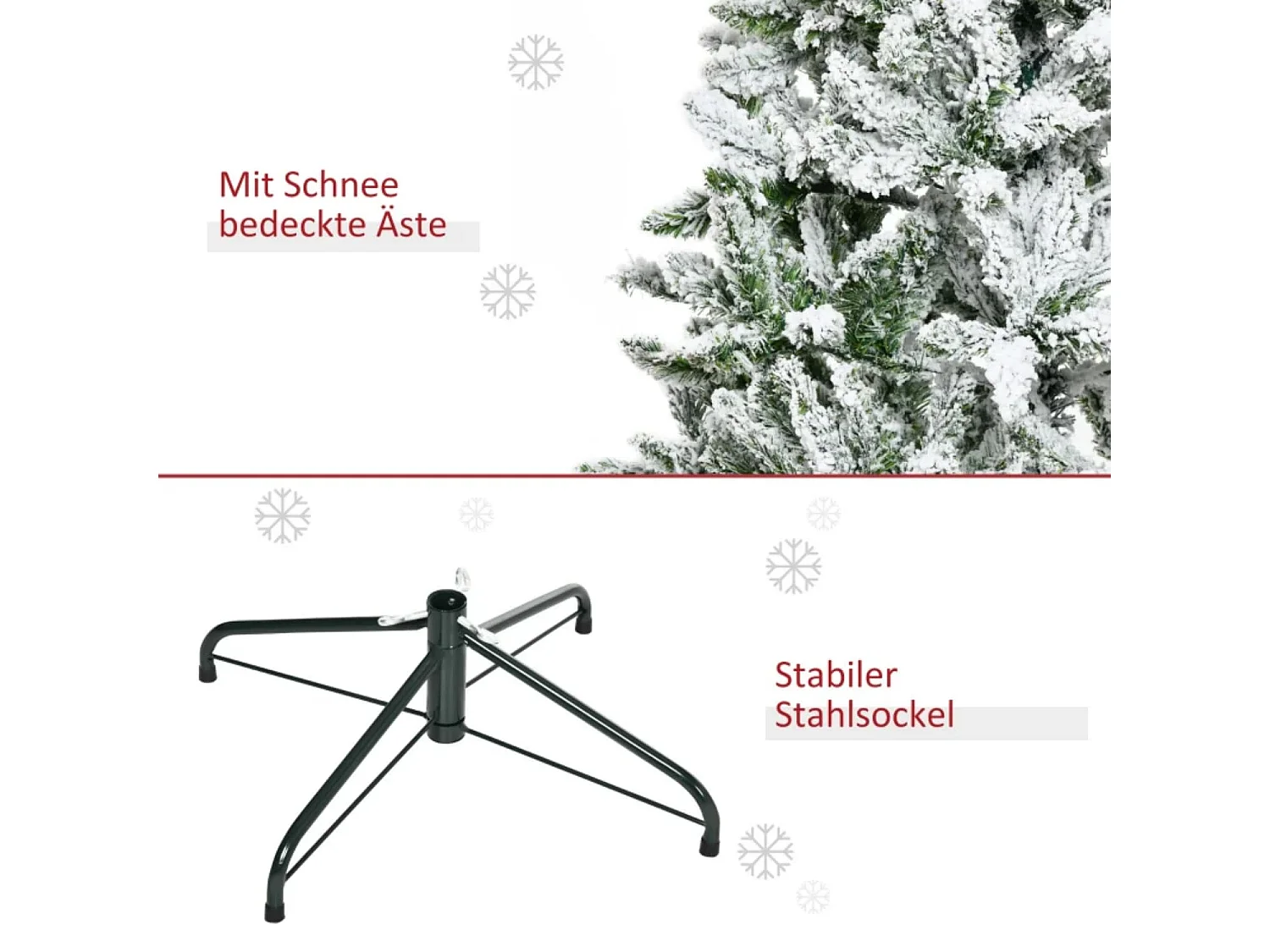 Künstlicher Weihnachtsbaum, Schnee-Effekt, flammenhemmend, Scharnierkonstruktion, Grün/Weiß
