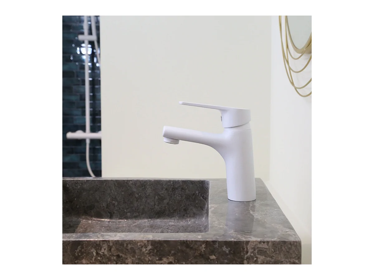 Full mitigeur lavabo bas blanc mat - Essebagno