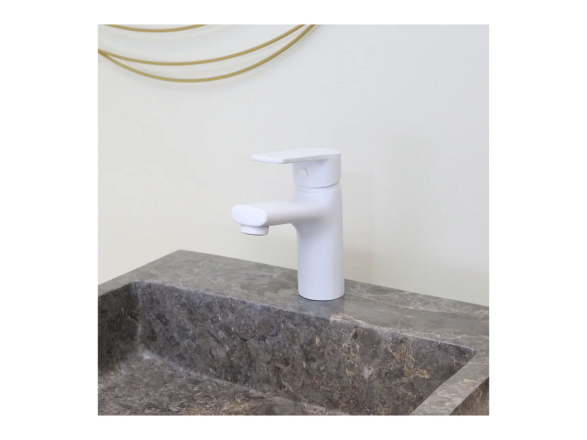 Full mitigeur lavabo bas blanc mat - Essebagno