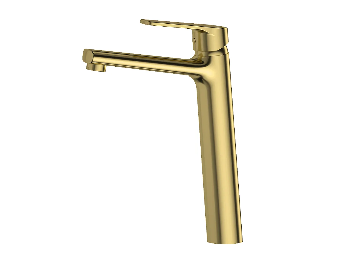 Grifo de lavabo alto Full oro cepillado Essebagno
