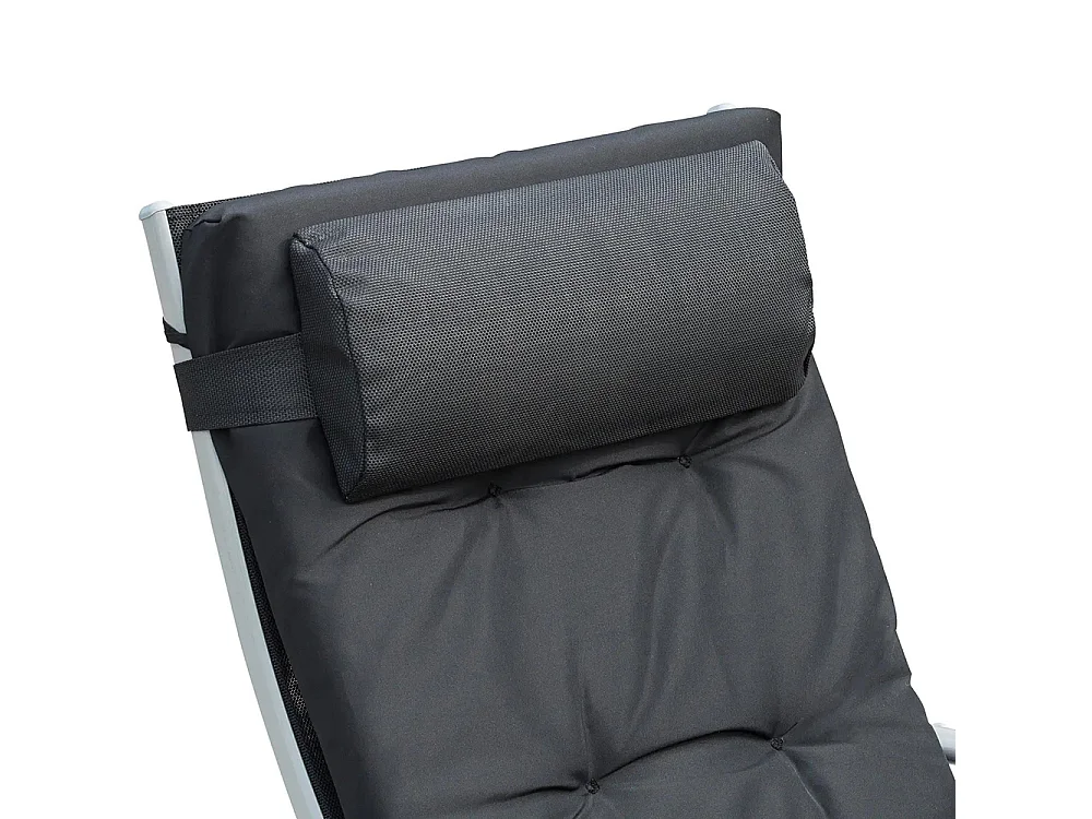 Bain de Soleil pliable transat inclinable 7 Positions Chaise Longue Grand Confort avec Matelas + accoudoirs métal époxy textilène Polyester noir