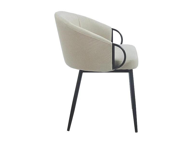 Lot de 2 chaises arrondies et matelassées Patricia Métal noir et Tissu Beige