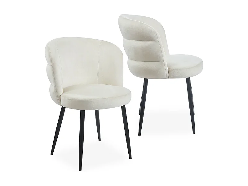 Lot de 2 chaises modernes matelassées Malawi Velours Crème