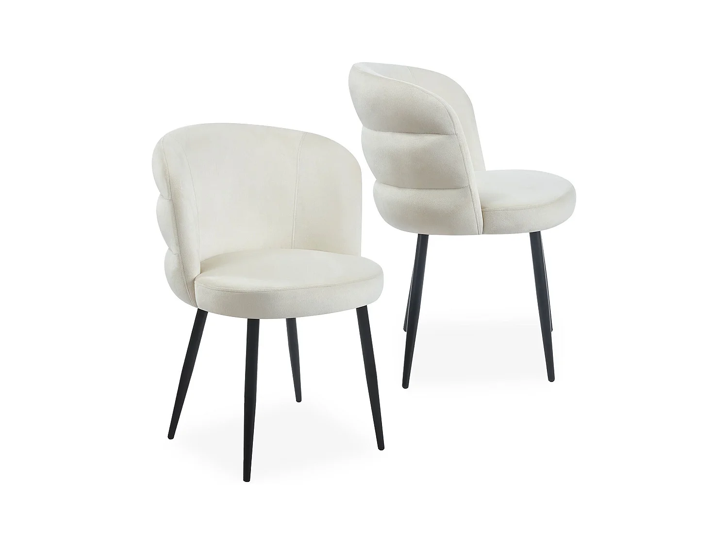 Lot de 2 chaises modernes matelassées Malawi Velours Crème