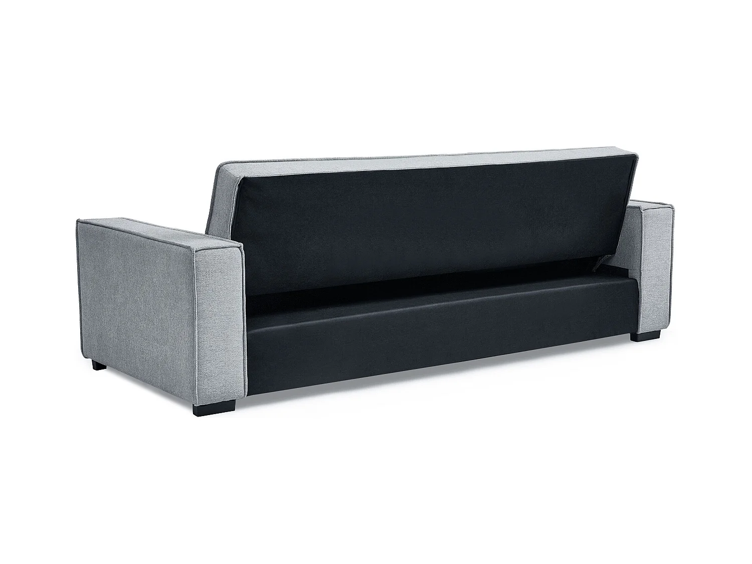 Canapé convertible clic-clac 3 places Pikado Tissu effet lin Gris clair