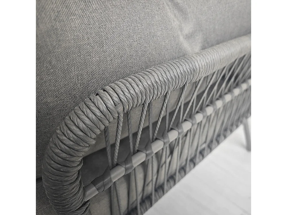 Salon de jardin d'angle 4 pers style colonial table basse coussins grand confort inclus résine tressée gris