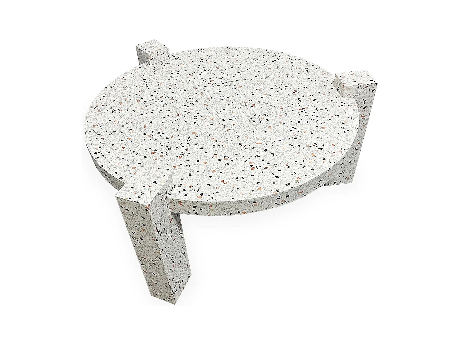 Table basse ronde moderne Titouan D84cm Effet Terrazzo